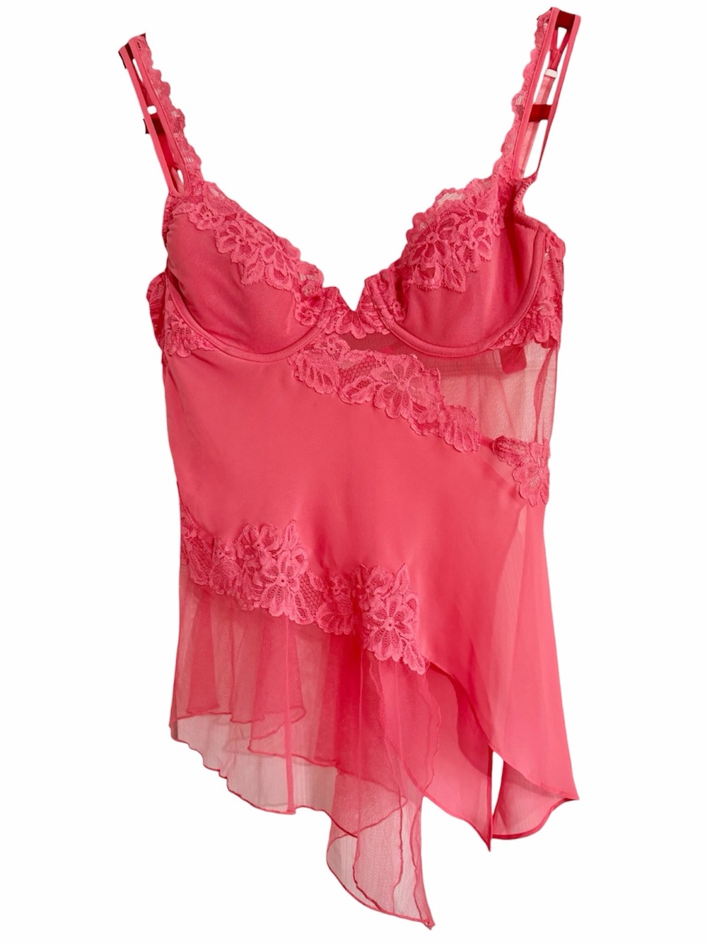 Victoria’s Secret Sexy Little Things Sheer Chiffon Babydoll Chemise Sz 36C Coral